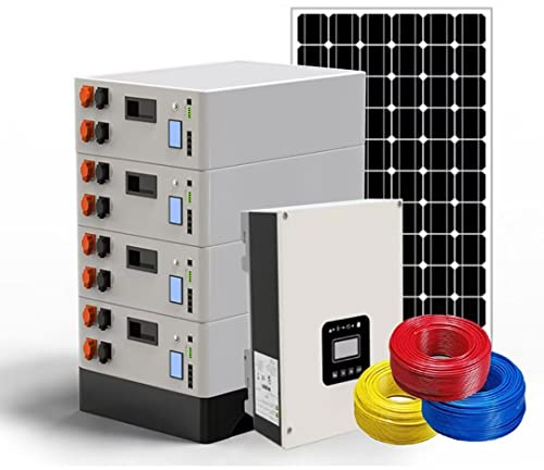 Solarstromerzeugungssystem 5KWh 10KWh gestapelte Lithium-Batterie-Energiespeicher und netzunabhängige Wechselrichter-Stromversorgung integrierte Maschine, anwendbar auf Hof,Ausrüstungsraum (5KWh)