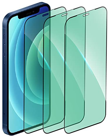 3 Pack Screen Protector for iPhone 12 Pro Max, Green Light Eye Protection Tempered Glass Film iPhone 12 Pro Max 6.7 [Anti-Blue Light Screen Protector] [Impact-Resistant] [9H Hardness Anti-Scratch]