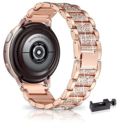 20MM Metall Armband für Samsung Galaxy Watch Active/Active 2 40mm/44mm Armband, Frauen Strass Glitzer Verstellbare Edelstahl Ersatzbänder Armband Kompatibel mit Samsung Watch Active 2 (D)
