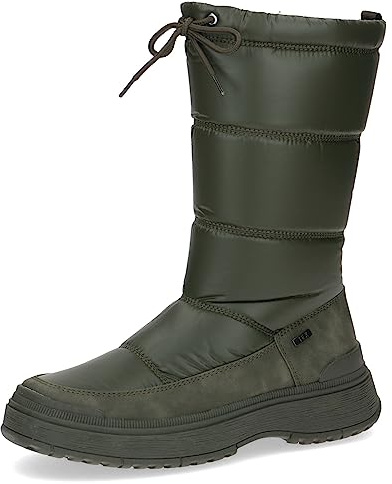 CAPRICE Damen Winterstiefel ohne Absatz Vegan Wasserabweisend, Grün (Khaki Comb), 40 EU