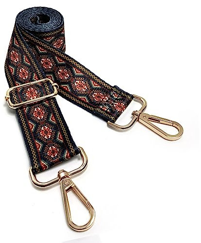 Dsigo Geldbörsenriemen, 3,8 cm breit, goldfarbene Legierung, Schnalle, Blumendruck, Crossbody-Schultergurt für Tasche, Handtasche, Segeltuch, Tasche, Umhängetaschen (braunes Azteken-Totem)