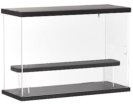 sourcing map Transparente Acryl-Vitrine mit LED-Licht, 1-stöckig, staubdicht, Schaukasten, zusammenbauen, Würfel, Display-Boxen, Ständer für Sammlerstücke, Actionfiguren (12,6 x 4,92 x 8,86), Schwarz