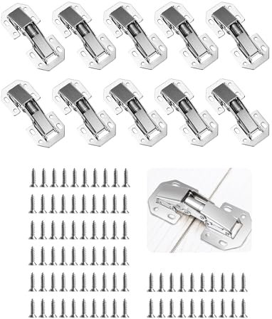 LAOYE 10PCS Charniere Porte Placard 90 Degrés Charnière Invisible pour Placards 3 Pouces Charniere Meuble avec 80PCS Vis Charnière Amortisseu pour Portes de Meubles Portes d'Armoires Porte de Cuisine