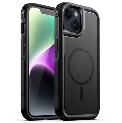 JETech Case for iPhone 14 Plus 6.7-Inch Compatible with MagSafe, Heavy Duty Dual-Layer Rugged Protection, Shockproof Protective Tough Phone Magnetic Cover (Black)