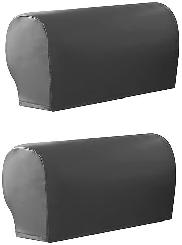ZHULONGRUSHUI Armlehnenbezüge aus Stretch-Kunstleder, fleckenabweisend, für Stühle und Sofas, wasserdichter Möbelschutz, Sessel-Schonbezug für Liegestuhl, 2er-Set, Grau