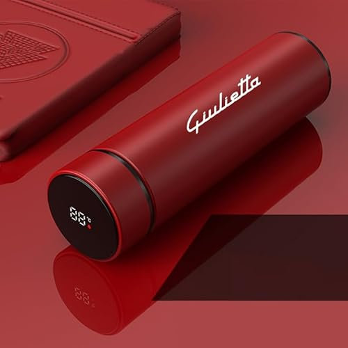 Tazza Termica per Auto per Alfa Romeo, Bottiglia D'acqua in Acciaio Inossidabile da 500 Ml Tazze da Viaggio per Caffè Indicatore di Temperatura Touch Screen a LED, Bottiglia D'acqua Intelligente