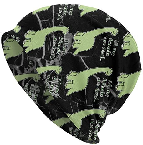 934 Beanie All My Friends Are Dead Dinosaur Beanie Mütze Unisex Winter Beanie Mütze Grobstrick Wintermütze Für Skifahren Geschenke Sports