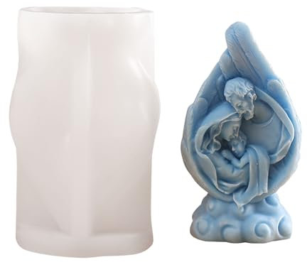 WANDIC Moldes de silicona para belén de Jesús, 1 pieza religiosa de resina de la Sagrada Familia, molde epoxi de Virgen María, molde de Navidad para decoración del hogar