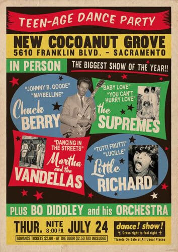 artificial TEEN-AGE DANCE PARTY POSTER CHUCK BERRY SUPREMES VANDELLAS LITTLE RICHARD