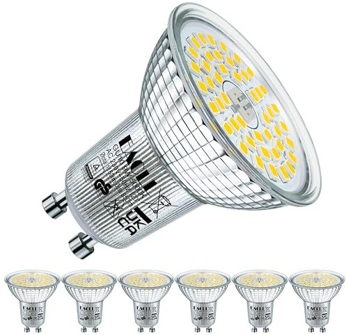 EACLL GU10 LED Kaltweiss 9W Ersetzt 125W Halogen Leuchtmittel, 6er-Pack. 1150 Lumen 5000K Birnen, AC 230V Flimmerfrei Strahler, Abstrahlwinkel 120° Spot, Nicht Dimmbar Reflektorlampen