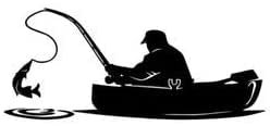 Angler im Boot mit Fisch am Haken 20cm Autoaufkleber,Wandtattoo, Aufkleber, Waschanlagenfest, Profi-Qualität, Decal,Sticker