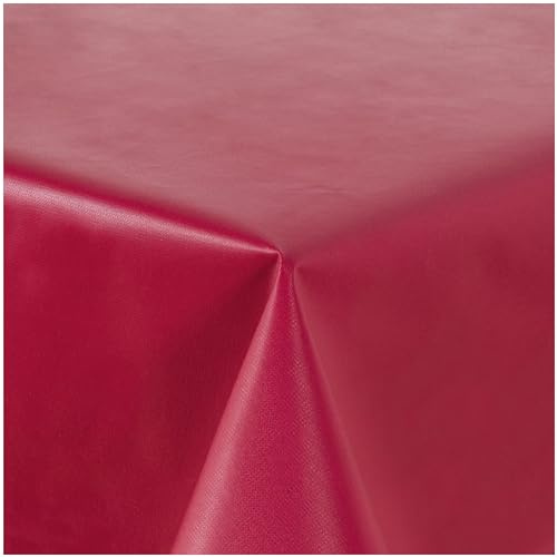 Wachstuchtischdecke Tischdecke abwaschbar PVC Plastik-Tischdecken Rund Oval Eckig Rechteckig Outdoor Wachs Gartentischdecke (Bordeaux Einfabig, Oval 140x180cm)
