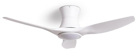 TECHBREY - Ventilatore da Soffitto Silenzioso | Motore DC a Basso Consumo | 6 Velocità con Telecomando | Luce LED CCT Regolabile | Modalità Estate/Inverno, Bianco, 132cm, Metallo