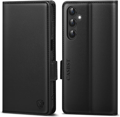 CASBST Handyhülle für Samsung Galaxy A54 5G Hülle Premium Leder Schutzhülle Klappbar mit Kartenfach Ständer Magnet Flipcase für Samsung A54 Handytasche mit RFID Klapphülle für Galaxy A54 Schwarz