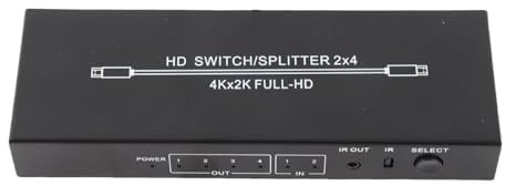Répartiteur HDMI 2 Entrées 4 Sorties, Commutateur HD 4K avec Télécommande, Haute Résolution 3840 X 2160, pour Ordinateurs Portables, Consoles de Jeux, Moniteurs, Téléviseurs et