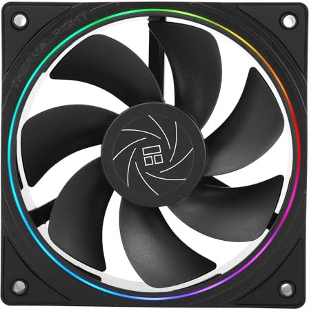 Thermalright TL-S12R CPU Fan 120mm Black Computer Cooler Fan, Fine Aperture ARGB Halo PC Fan,Reverse Airflow Design Chassis Fan, 1500RPM Speed