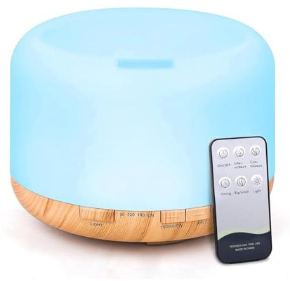 Ruiqas Diffusor für ätherische Öle, 500 ml, Luftbefeuchter, Aroma-Diffusor mit Fernbedienung, für Zuhause, Büro, Yoga