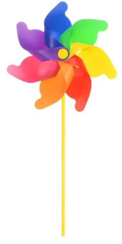 sourcing map Rainbow Pinwheels 20.5 Inch 7 Leaves Wind Plastic Windmill for Party Decorations Outdoor Decor Lawn Yard Garden Patio, Colorful