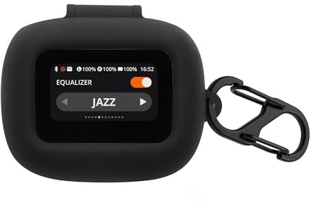 kwmobile Custodia Caricatore Compatibile con JBL Live Flex 3 / Live Buds 3 / Live Beam 3 - Cover Silicone nero - Rivestimento Gommato Protezione con Gancio