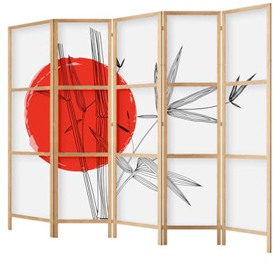 framed concept - Paravent Raumteiler aus Holz 225x172 cm, 5-teilig, einseitig, im orientalischen Stil