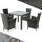 Casaria® Gartenmöbel Set Balkon Wetterfest 4 Personen Polyrattan Outdoor mit 7cm Auflagen Stapelbar Gartenstühle Gartentisch Garten Terrasse Möbel Grau