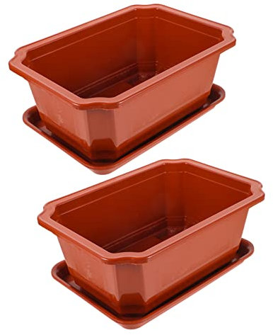 SEWOART Garten Pflanzer Töpfe 2 Pack Bonsai Töpfe Mit Tabletts Outdoor Indoor