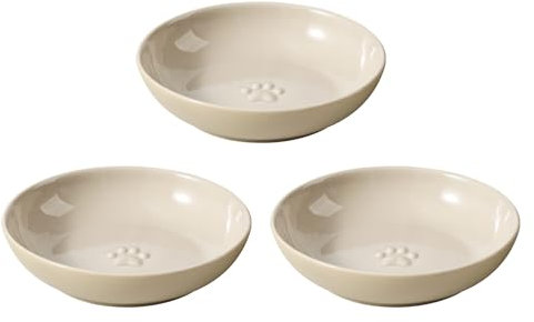 Havniva Katzenschüssel, Keramik, breit, Schnurrhaar, Set mit 3 Keramik-Katzennäpfen, Futter- und Wassernapf, um Ermüdung des Schnurrhaars zu verhindern, 14 cm (5,7 Zoll)