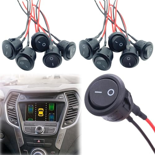 Interrupteur à Bascule,10pcs Mini Interrupteur à Bascule,Interrupteurs à Bascule Ronds,Interrupteur Noir Rond,Interrupteurs 12V,Interrupteur Electronique,pour Voiture,Bateau,Appareils Ménagers