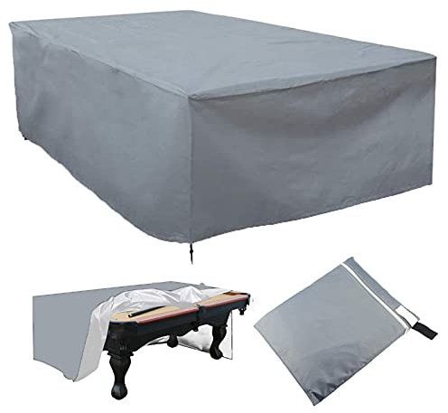 Waterproof Outdoor Pool Table Cover 8ft Durable Anti UV Billiard Table Cover with Drawstring and Storage Bag Grey Rectangle Table Cover for 7ft 8ft 9ft Tables 102x53x32in