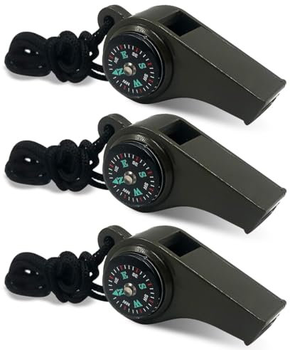AEIOPRS 2 Pcs 3-in-1 Kompass mit Trillerpfeife und Thermometer Mini Taschenkompass für Outdoor Wandern Camping Bergsteigen Klein und leicht Kunststoff Sportpfeifen Notfallpfeife