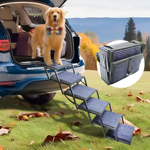 Scala pieghevole per cani di taglia grande, per auto, camion e SUV, con superficie antiscivolo, supporta fino a 113,4 kg (6 gradini)