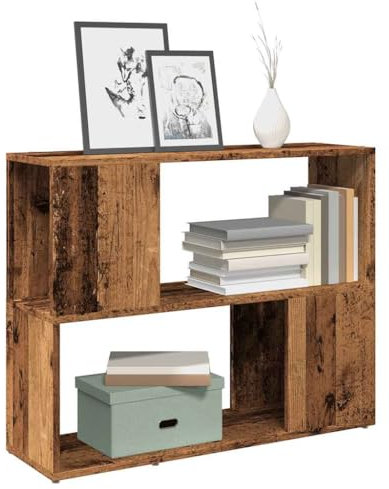 Rantry Bücherregal/Raumteiler aus antikem Holz, 80 x 24 x 63 cm, TV-Schrank, niedriger TV-Schrank, für industrielle Wohnzimmertisch, TV-Ständer
