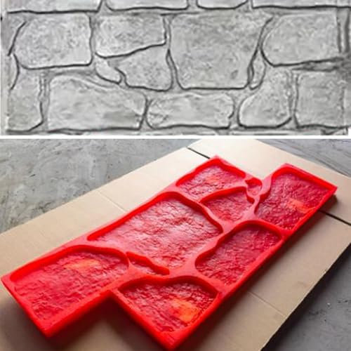 Jievmrs Beton Schablonen Granit-Stempelstruktur-Hautmatte mit Griffen, Schiefermuster-Betonabdruck-Strukturform für Zement, Kunststoff-Stempelstrukturmatte für Den Außenbereich