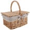 Wicker Picnic Basket, Rattan Garden Baskets with Lid and Handle, Sturdy Woven Body, Linen Fabric Reinforced, for Easter, Camping, Mother's Day, Outdoor (Daisy)