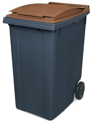 360 Liter Mülltonne, HxBxT 1090x620x860 mm, grau mit farbigem Deckel, Gewicht 18 kg (grau/braun)