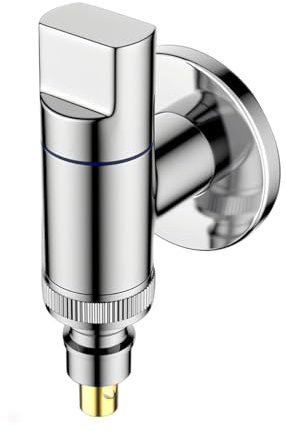 Wasserhahn Waschmaschine, Waschmaschinen Ventil,Waschmaschinenanschluss,G1/2, Wandmontage Waschmaschinenhahn,Messing-Wasserstopp,Winkelventil,für Waschmaschine, Garten, Toilette, Spüle (Silber)