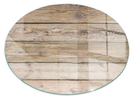 Kaminbodenplatte für Kaminofen ⌀60 cm Hitzeschutz Elegantes Design Glasboden Rund Schutzplatte Stilvollem Motiv Hartglas Dekorative Glasbodenplatte - Holzbrett im Arrangement