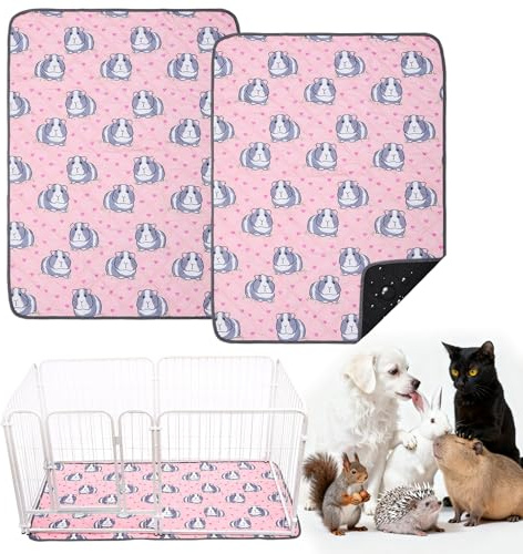 HOZKUY 2 Stück PIPI Pads 90x70cm für Meerschweinchen, wasserdichte & rutschfeste Unterlage mit 4 Lagen, super saugfähige, waschbare Wiederverwendbare Kleintiermatten für Hamster, Kaninchen, Welpen