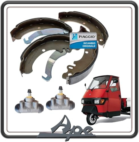 KIT COPPIA GANASCE FRENO FRENI POSTERIORI COMPLETO DI 2 CILINDRETTI FRENO PER PIAGGIO APE 50 TUTTI I MODELLI ORIGINALE.