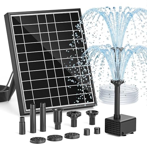 Pompa Solare per Fontana di Abbeveratoio per Uccelli, 7,5W Esterna con 7+ Modalità di Spruzzo e Tubo 1,5m, Pompa Solare Fai‑da‑te per Giardino, Laghetti, Piscina e Acquario