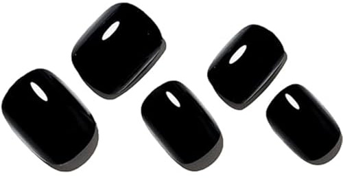 24 PCS Black Press On Nails, Short Round False Nails for Women and Girls | Classic short black press on nails give an easy polished look for everyday wear.