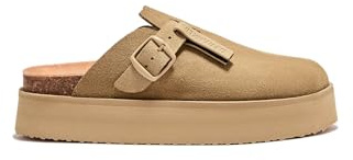 D. Franklin Damen-Pantoletten mit Plateau in Sandfarbe - Bequeme flache Sportsandalen für den Sommer - Größe (41)