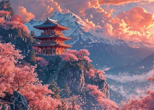 Puzzle Adulte 700 Pièces,Palais au décor Rose 52x38 cm Puzzles pour Adultes Jeu éducatif Défi Jouets Puzzles pour Décoration de la Maison