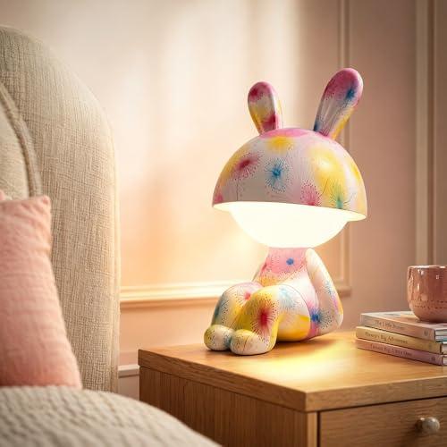 Woukksy Hasen-Design Nachtlicht RGB LED Dimmbar Touch Wiederaufladbar | 7 RGB Farben, stufenlos dimmbar, Touch-Steuerung, USB wiederaufladbar, kompakt 5.7x12.8x19cm, für Schlafzimmer & Flur