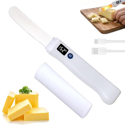 Couteau à Beurre Chauffant, épandeur De Beurre Rechargeable Avec Affichage Led Numérique Intelligent Et 2 Réglages De Chaleur (131 °f Et 158 °f), étanche Ip68, Pour Beurres Durs Et Froids
