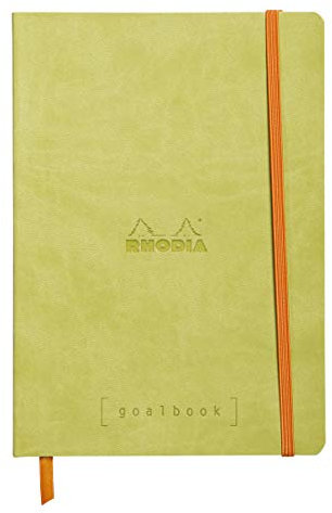 Rhodia 117746C Notizheft Goalbook (DIN A5, 14,8 x 21 cm, Dot, praktisch und trendige, mit weichem Deckel, 90g, elfenbeinfarbigem Papier, 120 Blatt, Gummizug, Lesezeichen) 1 Stück, Anisgrün