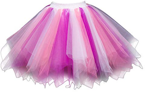 FEOYA Damen Kurz Retro Petticoat Rock Ballett Blase 50er Tutu Unterrock Tütü Abschlussball Tanzkleid Party Minirock Tüllrock
