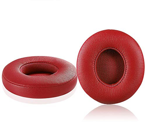 Jarmor - Auricolari di ricambio con cavo solo 2.0, in memory foam, per cuffie Beats Solo 2.0 con cavo su orecchio di Dr. Dre (solo (non compatibile con solo 2.0/3.0) (rosso)