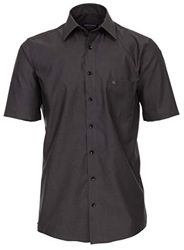 CASAMODA Businesshemd Kurzarm Uni Comfort Fit Schwarzgrau 39