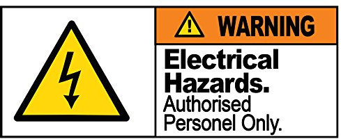 2 x WARNING - ELECTRICAL HAZARD - Warning Sign Removable Self Adhesive Waterproof Durable Vinyl Label Sticker 225mm x 106mm